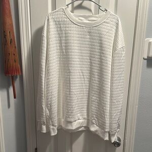 SHEIN Ivory Textured Crew Neck Sweatshirt